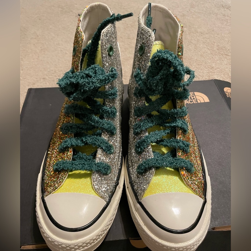 RARE NEW Converse Chuck Taylor All Star JW Anderson Glitter Gold Silver - Picture 2 of 8